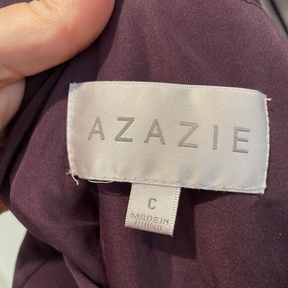 Azazie C Sarah Sangria Purple A-Line Halter Neck Chiffon Dress Bridesmaid Gown - Picture 3 of 16